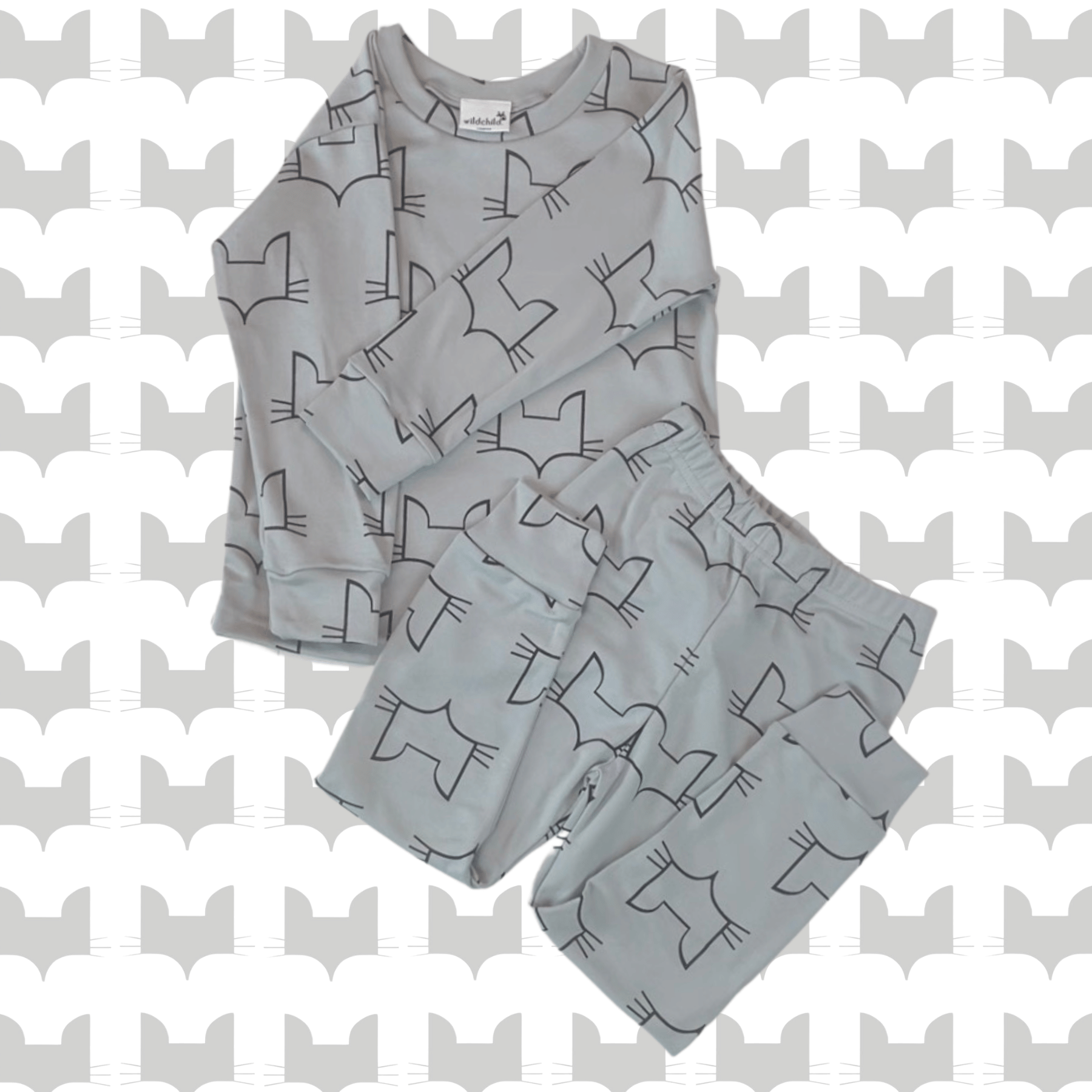 Blue Large Fox Head Loungewear Set