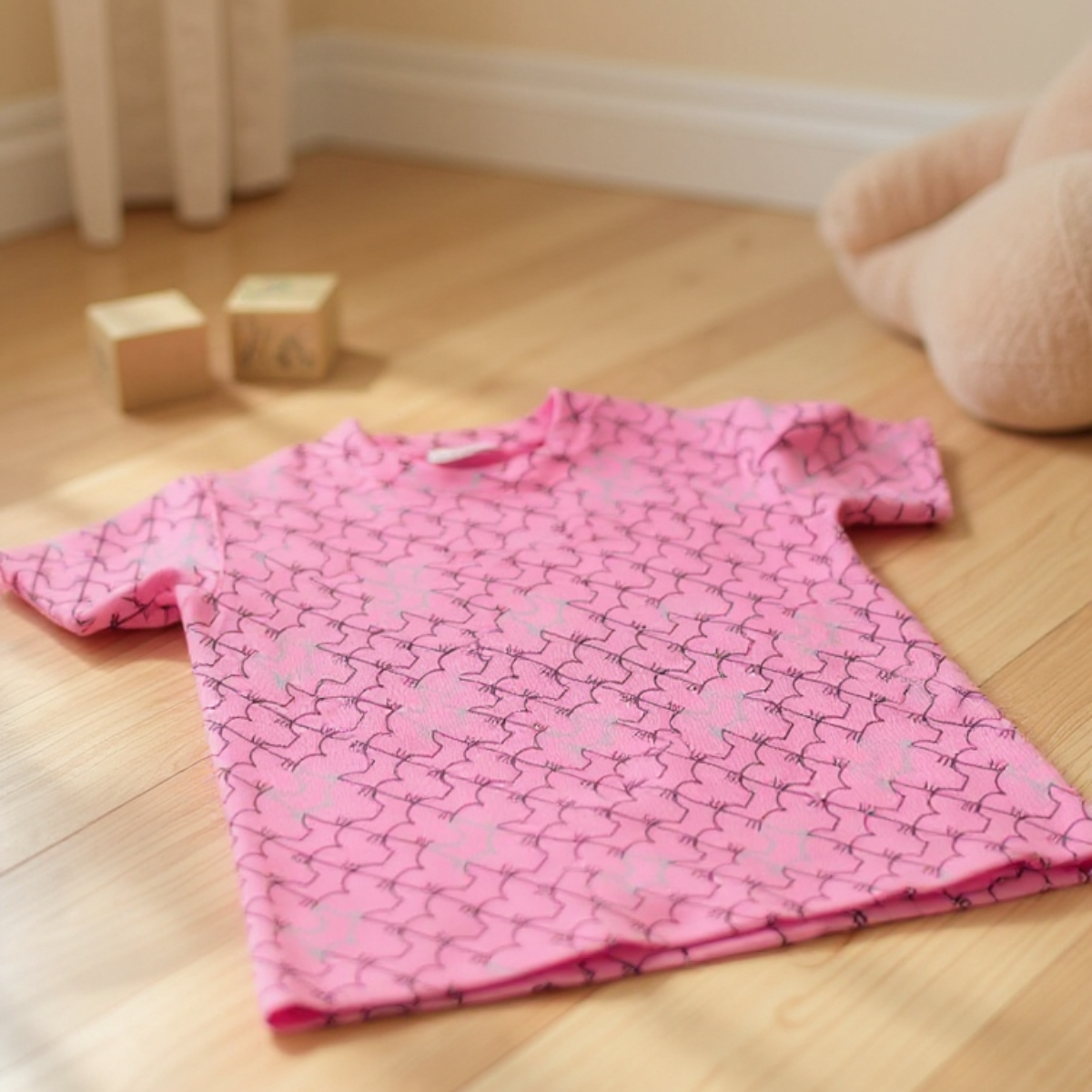Multi-Fox Shorts & T-Shirt Set - Pink