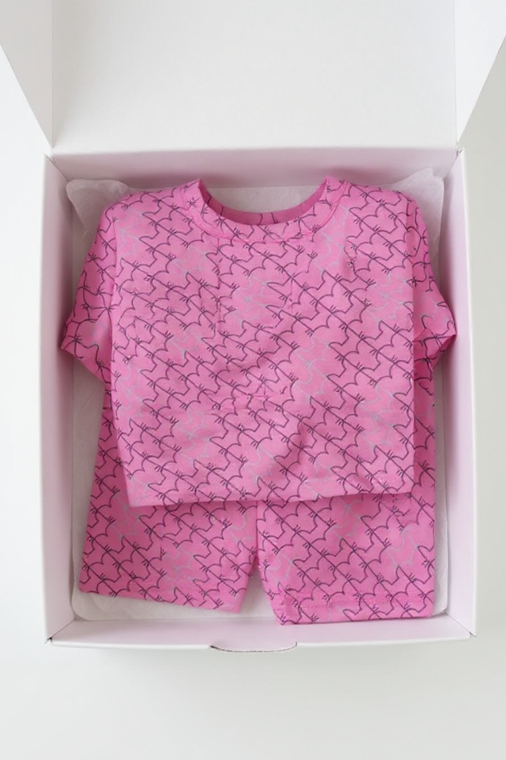 Multi-Fox Shorts & T-Shirt Set - Pink