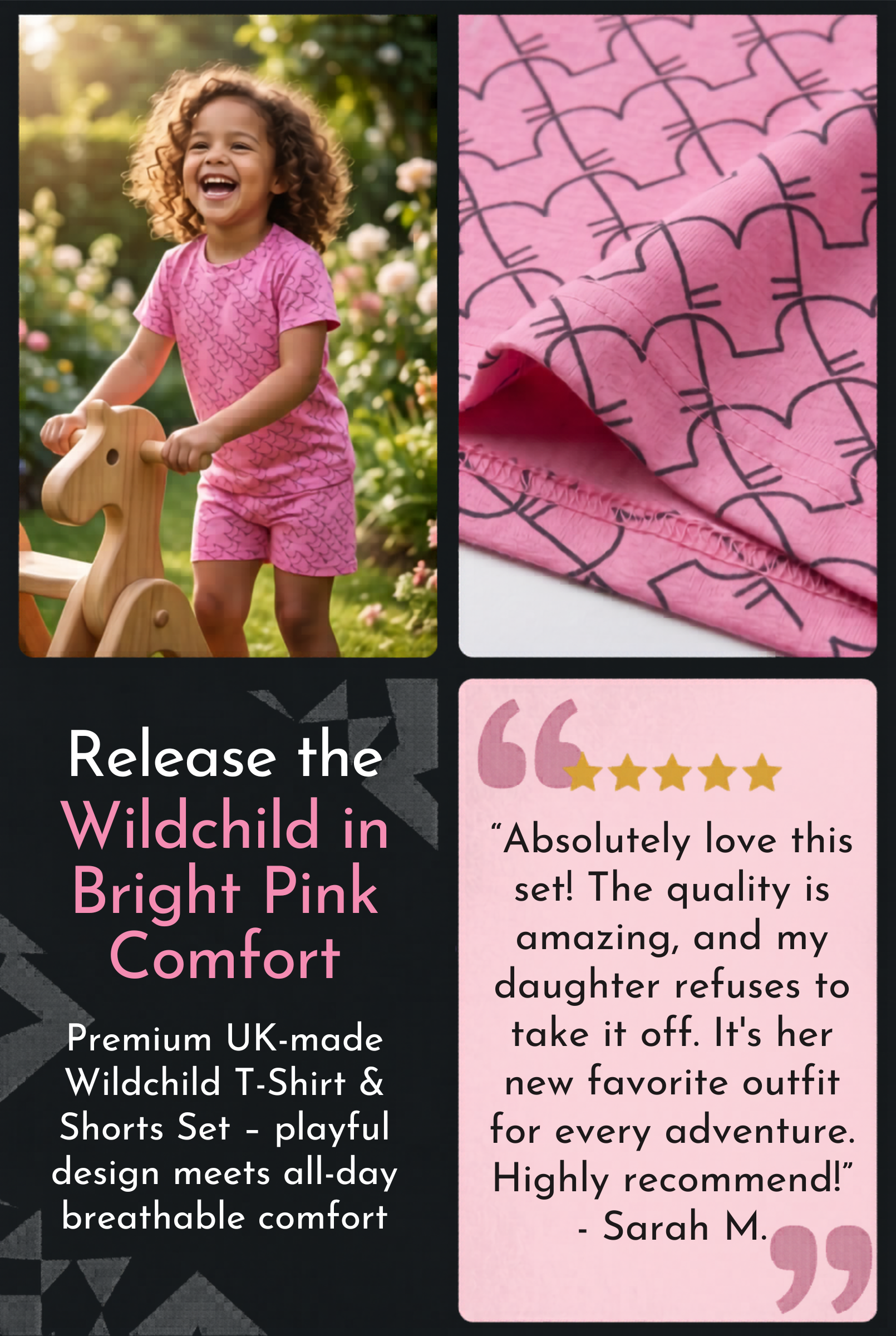 Multi-Fox Shorts & T-Shirt Set - Pink