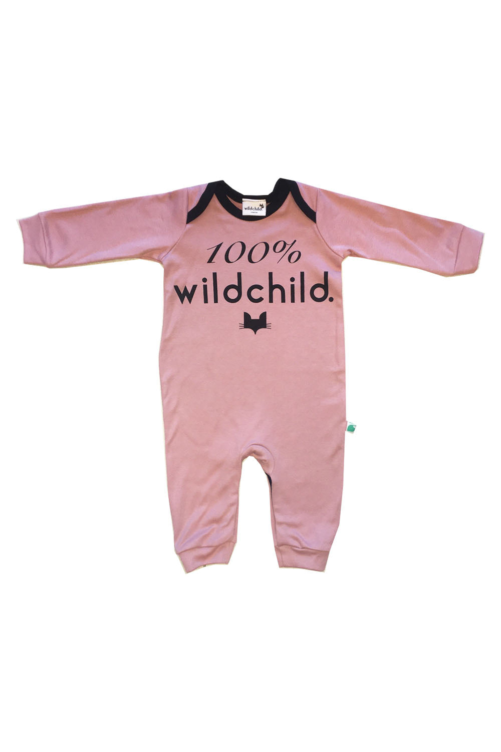 Pink 100% wildchild baby long sleeve romper, made from 100% cotton