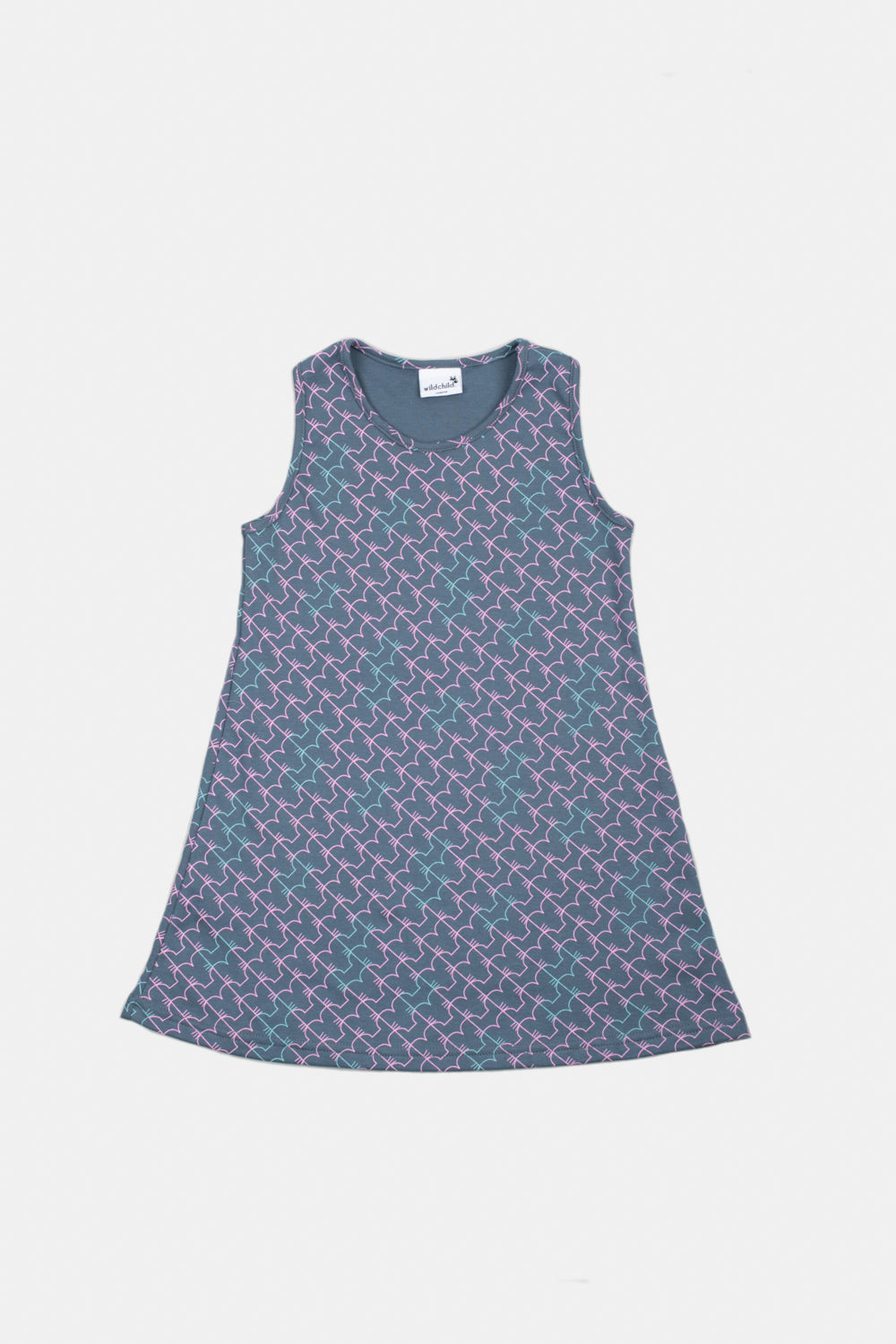 Organic Cotton Muscle Back Tunic Dress - multi fox design