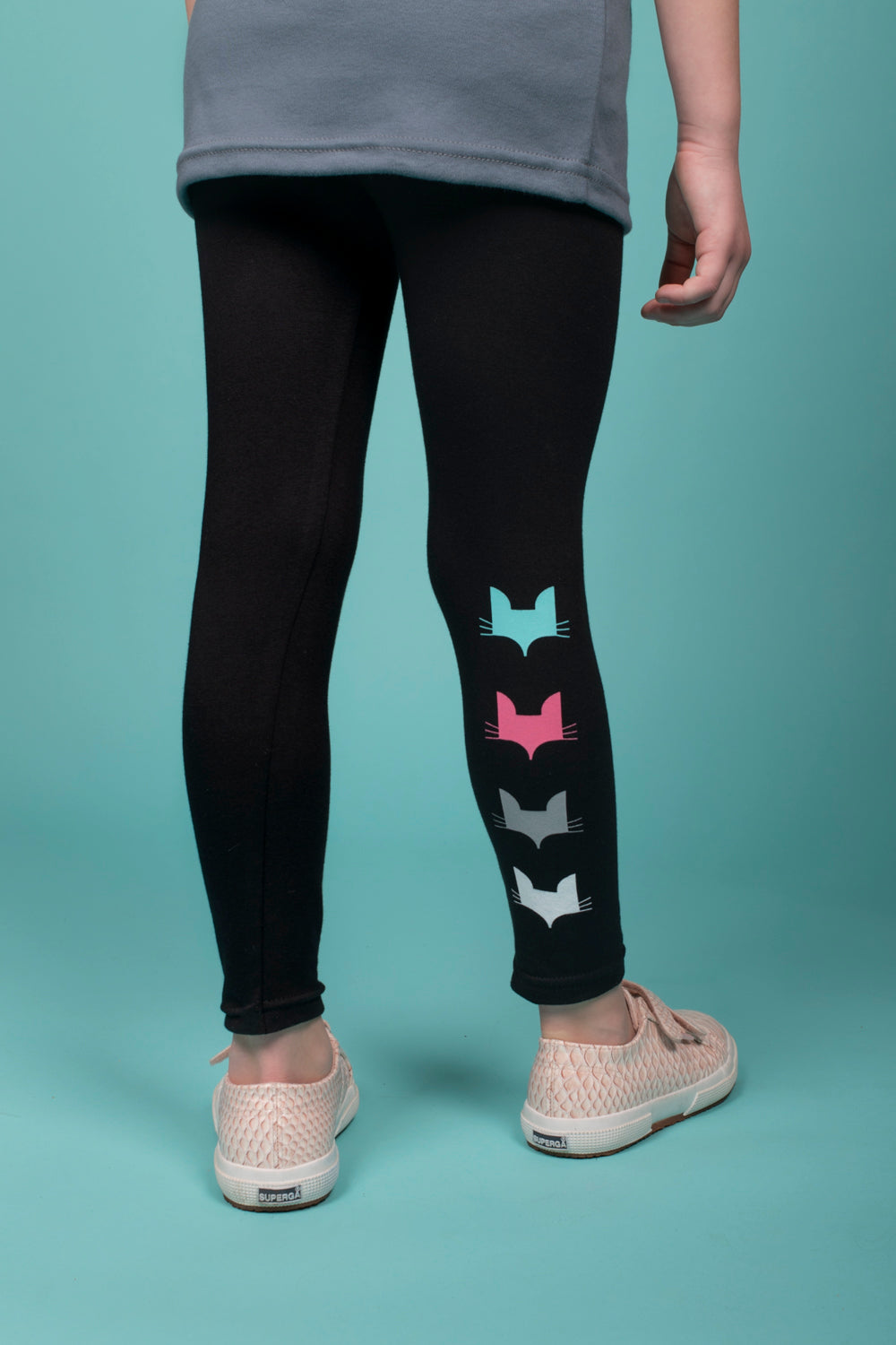 Coloured Fox Head design Black leggings