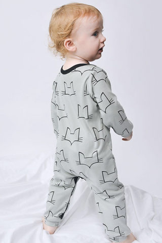 Baby - Toddler Organic Romper - Fox-head Design - Grey