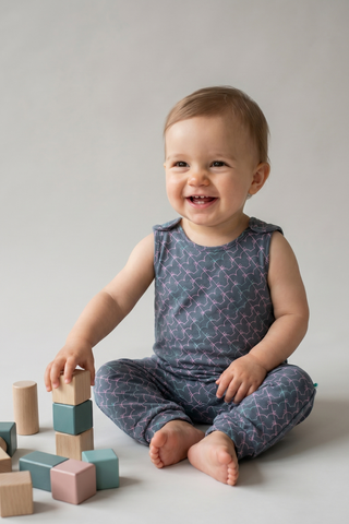 Baby & Toddler Dungaree - Organic Grey Multi Fox