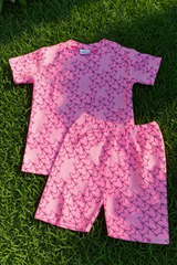 Multi-Fox Shorts & T-Shirt Set - Pink