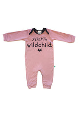 Pink 100% wildchild baby long sleeve romper, made from 100% cotton