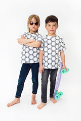 Monochrome t-shirt for both boys and girls, made in Britain