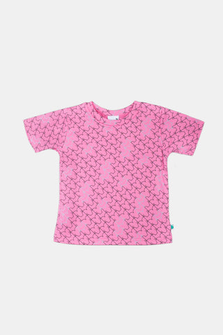 Unisex Multi fox head design organic cotton t-shirt - pink