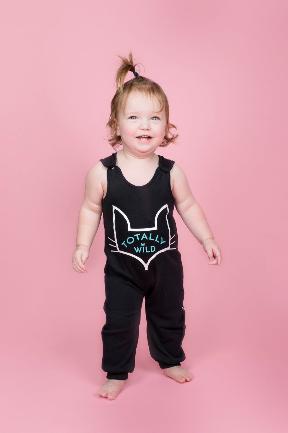 unisex organic baby romper sizes 6 to 24 months in brand logo fox head design 